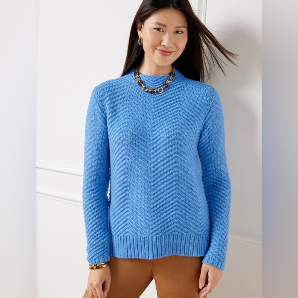New! Talbots Texture Stitch Chunky Mockneck Sweater